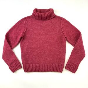 Masscob Luxury Alpaca turtleneck womens Small raspberry pink sweater merino wool